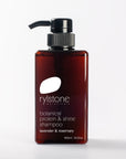 Rylstone botanical protein and shone shampoo bottle on a white background